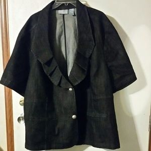 2 Pc Liz & Me black denim skirt suit